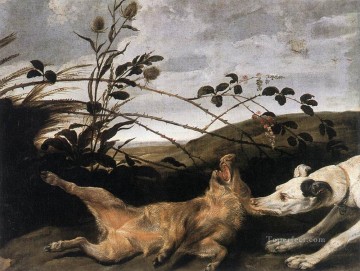 Greyhound Catching A Young Wild Boar Frans Snyders dog Oil Paintings